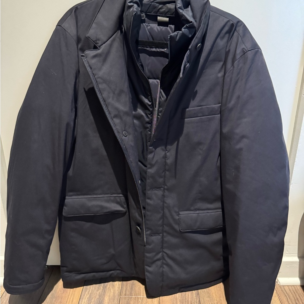 Mango Men's Blue Puffer Jacket